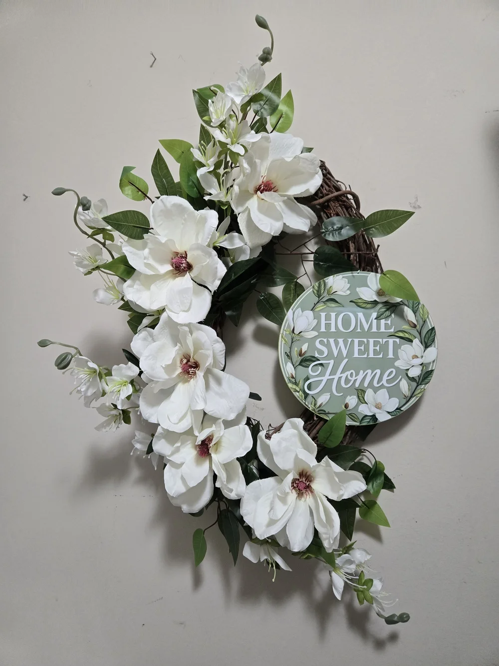White Magnolia Home Sweet Home Wreath